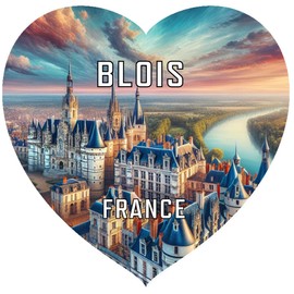 Blois France Travel Souvenir Destination Die Cut Heart Shaped Fridge Magnet 2-Inch