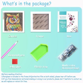 Libfx Diamond Art Kits for Kids with Frame Diamond Art for Kids Beginners Arts and Crafts for Girls Boys Ages 8 10 12 Christmas Birthday Gifts (Owl)
