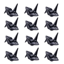 Urban Tokyo Set of 12 Origami Crane Design Porcelain Chopstick Rests Holder, Wedding Favor, Decorative Ornament, Home Table Chopsticks Arrangement Decor (Black)