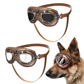 XFSRG Vintage Dog Glasses for Large Dogs Retro Sunglasses Dog with Adjustable Strap Stylish Dog Sunglasses for Outdoor Activities and Travel