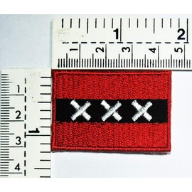 Amsterdam National Flag Patches Size Mini 1.1X1.6 inches. Amsterdam Country Flag Military Tactical Embroidered Patch Embroidery Iron On Sewing Logo Jacket Polo T- Shirt Hat Backpacks (05)