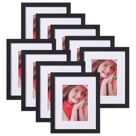 Vittanly 8x10 Picture Frames for Wall Set of 9, Display 5x7 Pictures with Mat or 8x10 without Mat, Collage Frames for Wall or Tabletop, Perfect for Home Décor and Gifts, Black