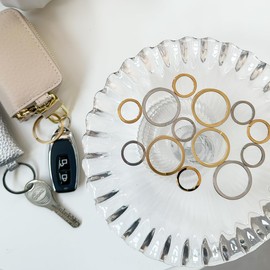 Giselle Women's Miracle Ring, Double Ring, Easy to Put on Keychain, Charm, Hardware, Lightweight, Does Not Hurt Your Nails, matte silver