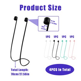 Pack of 4 Strap for AirPods, Strap for AirPods, Retaining Strap Compatible with AirPods Pro 2/1 and AirPods 1/2/3, Holder Band with 70 cm, Ideal for Sports and Everyday Use (Black, White, Green, Pink)