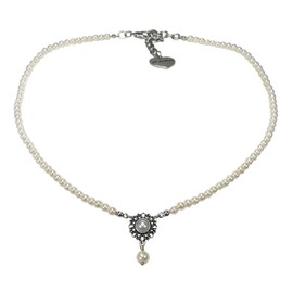 Alpenflüstern Helena DHK318 Traditional Pearl Necklace – Elegant Costume Necklace – Nostalgic Women's Costume Jewellery, Filigree Dirndl Necklace (in Traditional Colours), Zinc, Pearl