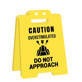 Caution Overstimulated Desk Sign – Funny Acrylic Office Desk Warning Sign – Do Not Approach Tabletop Display for Coworkers, Home Office, Therapy Spaces