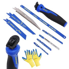 EVERTOOLS 8-in-1 Multi-Blade Hand Saw, Small Hacksaw, Long Handsaws, Jab Saw, Mini Blade Quick-Change Mechanism for Cutting Drywall, Sheetrock, Wood, Metal, Plastic and Plywood.