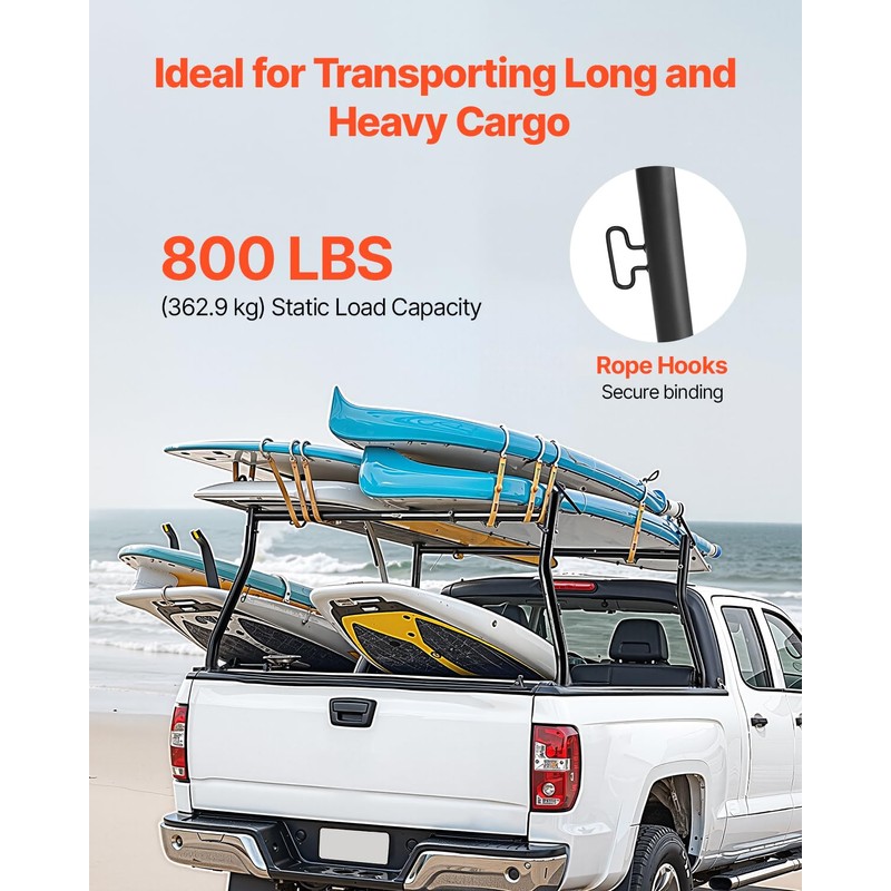 VEVOR Truck Ladder Rack, 49-73 in Width, Extendable Universal Cargo