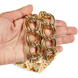 Spooky Central Gold Chunky Necklace, Cuban Link Chain, Hip Hop Accessories 36 inch