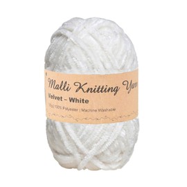 Malli Velvet Yarn Ball 100G Luxurious Super Soft Knitting Crochet Wool -15 Colours (White)