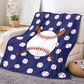 Soft Baseball Blankets for Boys Adults Kids, Baseball Gifts for Boys Men, Baseball Team Gifts, Baseball Coach Gifts for Men, Baseball Stuff Cozy Fleece Baseball Blanket for Couch Bed 40'' x 50''(02)