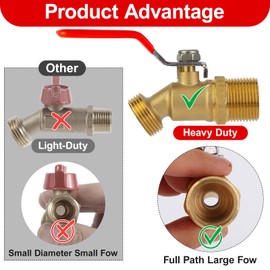 VYH 275-330 Gallon IBC Tote Hose Adapter,3-Size IBC Tote Adapter, 2.44" Fine、2 "Fine, and 2" Coarse Thread,3/4" Male NPT Inlet ×3/4" Male GHT Brass Hose Faucet Garden Hose Connector （Red Handle）