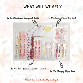 iwlorys Mushroom Party Decorations Pack for Wonderland Fairy First Birthday Jungle Forest Boho Rustic Cottagecore Party Decor Girls Baby Shower Honeycomb Balls Daisy Pom Flowers (Mushroom)