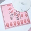 Allereya Coffin Press On Nails Shiny Pink Fake Nails Medium