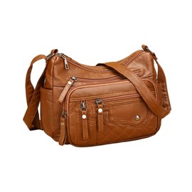 TQUXNGA 2024 Shoulder Bag, Versatile Trendy Leather Bag, Multiple Compartments, Crossbody Bag for Women, Versatile Fashion Bag, brown