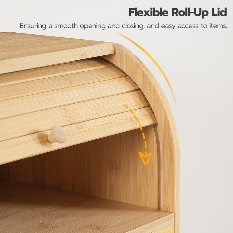 HOOBRO Bread Box, Bamboo Bread Box for Kitchen Countertop, 2