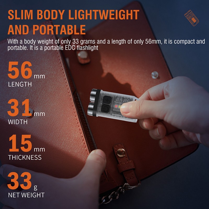 Keychain Flashlight 900LM White LED IP65 Waterproof Magnetic Tail Fluorescent