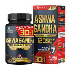 150 Capsules - Ashwagandha Capsule - Great Strength 12050mg. Blende Fenugreek, Maca Root, Turmeric Root & More - Supplements for Stress Relief, Immune Support, Balanced Energy Levels