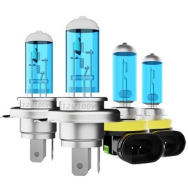 DMEPUGI Headlight Bulbs Fit For Honda Ridgeline 2006-2014,9003 High Low Dual Beam H11 Fog Lights Combo,Super Bright 5500K White Light High Performance Halogen Light Bulbs,4PCS