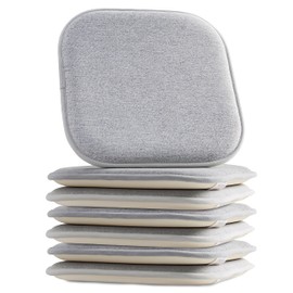 Elegant Comfort 6 Pack Chair Cushion Covers - Skid-Proof Rubber Backing - 16 x 16 Inch - Thick Dining Square Shape Seat Covers - Comfortable Textured Chair Pads with Ties - Thatch Pattern, Gray