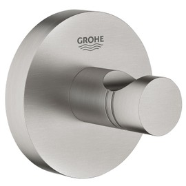 GROHE Start 41173DC0 Bathrobe Hook (Material: Metal, Concealed Fixing, for Gluing or Drilling), Super Steel