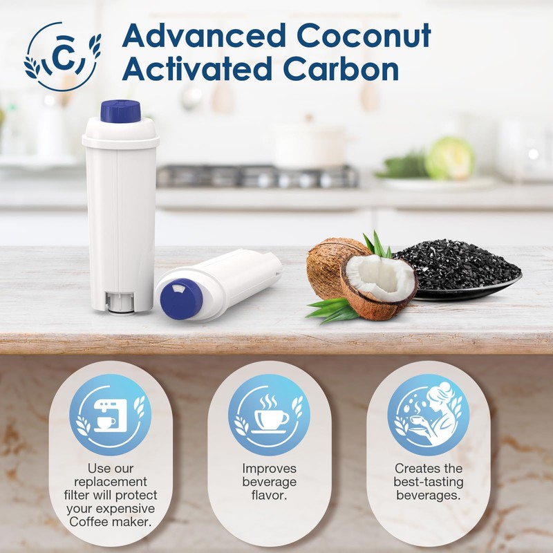 DLSC002 Water Filter Replacement Compatible With Delonghi Coffee Machine Filter