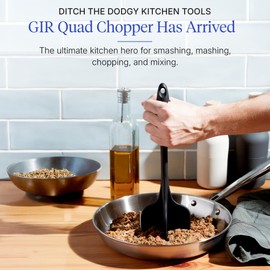 GIR: Get It Right Premium Silicone Quad Meat Chopper with 4 Blade Design - Kitchen Tools Meat Smasher for Ground beef, Potato Mash and Hamburger - Ultimate - 12 IN, Black