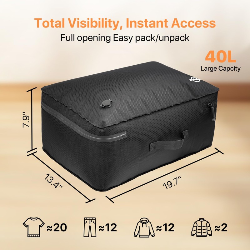Ayovoch Vacuum Travel Bag for Luggage with Wireless Pump 35L,