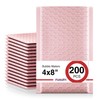Fuxury Bubble Mailers 4x8 Inch Light Pink 200 Pack Padded