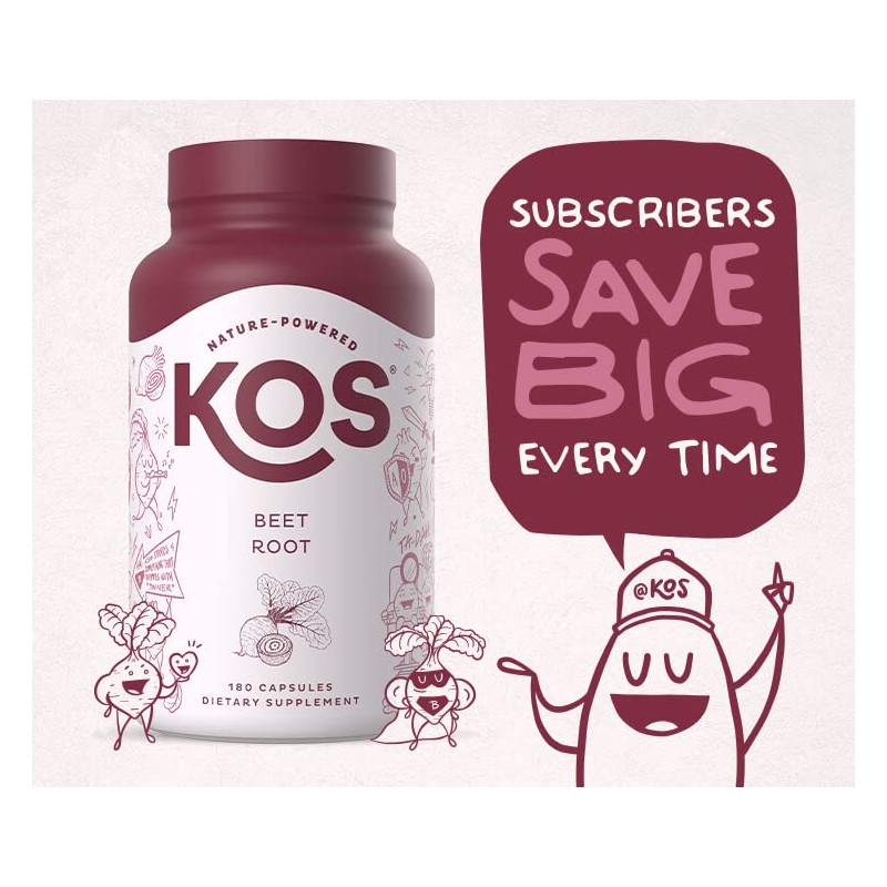 KOS Organic Beet Root Capsules 1500mg - Superfood Powder -