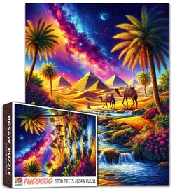 Desert Mirage Landscape Jigsaw Puzzle，Desert Camel Rainbow Stream 1000 Pieces Jigsaw Puzzles for Adults，27 x 20 Inches Puzzles for Families，HD Quality Stained Puzzle Gift，Perfect for Game Nights