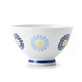 Hasamiyaki CtoC JAPAN Rice Bowl, Round Crest Chrysanthemum, φ4.5 x H3.0 inches (11.5 x 7.5 cm), 13.8 fl oz (350 cc)