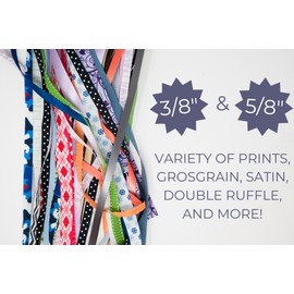 RABOM Craft Ribbons Variety Pack, 40 Yards Total, Assorted Colors for Gift Wrapping, Hair Bows and Decorations, VAR40