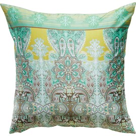 Erwin Müller Maco Satin Cushion Cover 80 x 80 cm Green/Yellow