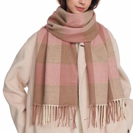 Winter Plaid Scarf - Women Blanket Scarf Long Cashmere Shawl Scarf Cold Weather Scarves Winter Warm Wrap Scarf Women Gift
