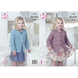 King Cole 5128 Knitting Pattern Girls V and Round Neck Cardigans in Cottonsoft DK