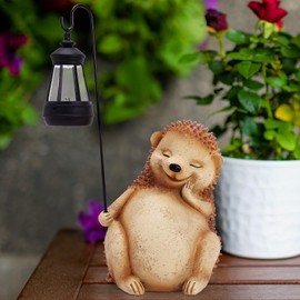 Cuteefun Hedgehog Solar Garden Ornament Outdoor, Animal Garden Statue Decoration with Solar Light, Weatherproof Durable, Hedgehog Decor for Yard Lawn, Housewarming Women Mum Birthday Gift