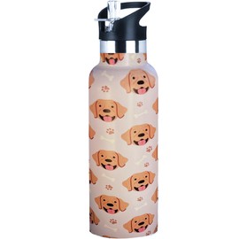 Hazlget Dog Golden Retriever Water Bottle with Straw Lid Insulated Stainless Steel Travel Mugs for Sport Gym Outdoor 20oz
