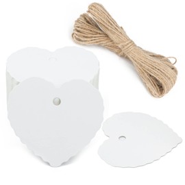 G2PLUS 100Stk. Herz Geschenkanhänger, Weiß Kraftpapier Etiketten Tags 300g/m² Anhänger Etiketten mit Schnur for Muttertag Valentinstag Hochzeit Geschenke