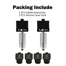 HzdaDeve 2 Pack 0.4MM H2D Combo Hotend Print Head Hot End Kit Extruder Upgrade High-Temperature Hardened Steel Nozzle with 2PCS Silicone Cover Sock for Bambu Lab H2D Combo/A1/A1 Mini 3D Printer