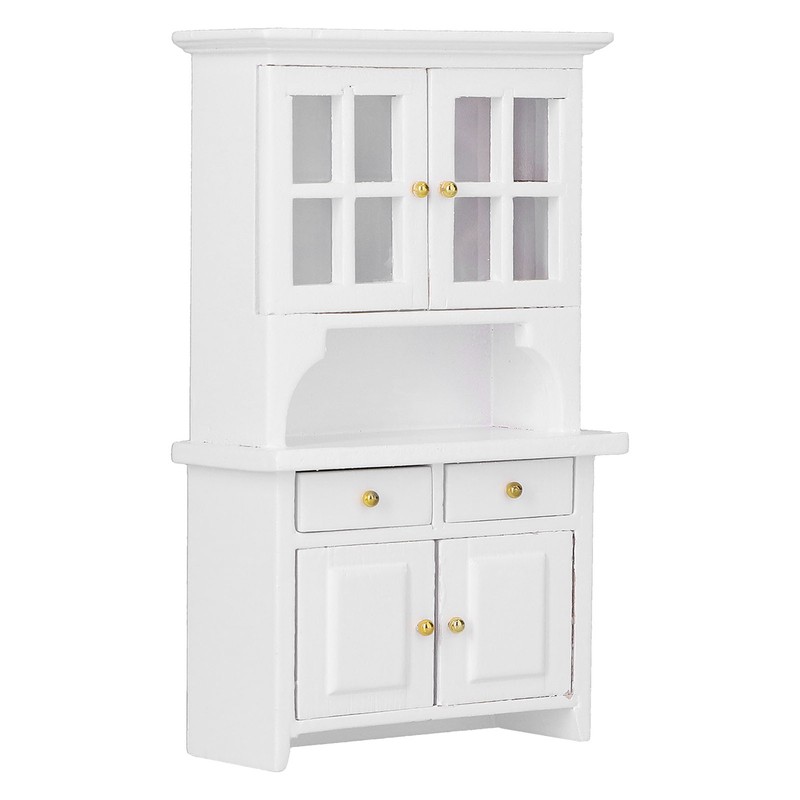 1:12 Dollhouse Cabinet Wooden Simulated Miniature Kitchen Furniture Decoration AccessoriesWhite
