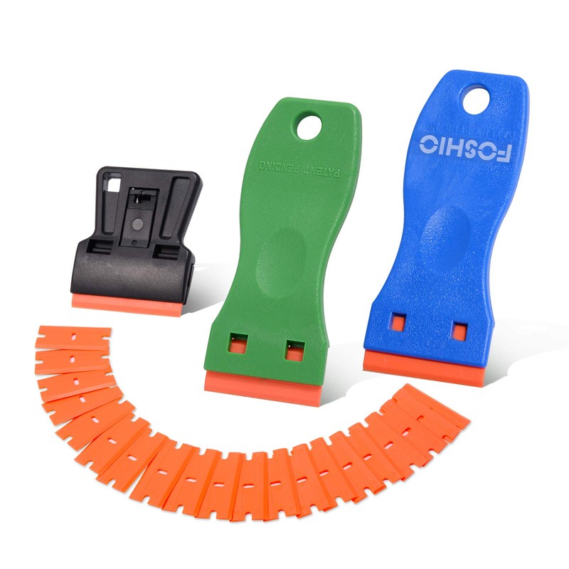 FOSHIO Plastic Razor Blades 100PCS Double Edged 1.5 Inch Suit
