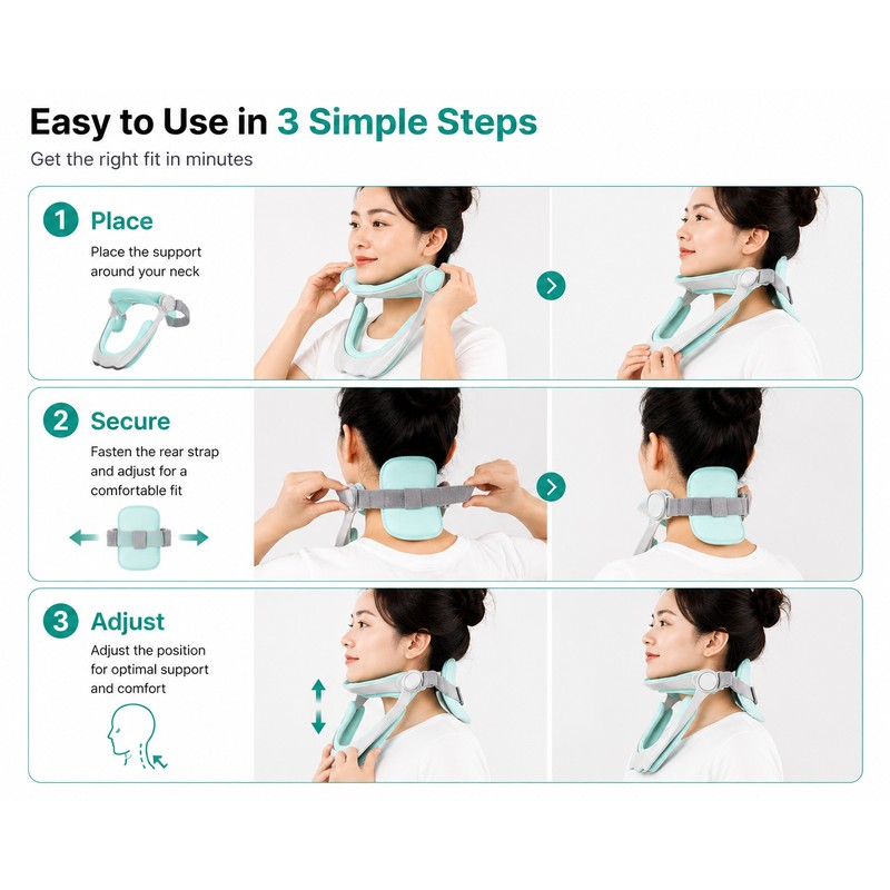 Adjustable Neck Support for Daily Comfort – Ergonomic Padded Design