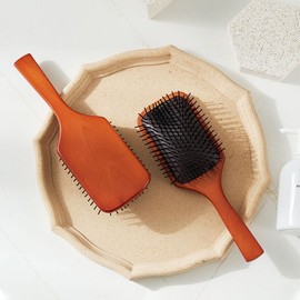 Wood Handle Paddle Hair Brush, 2 Sizes Massage Comb Cushion Brush (Large) 3ea