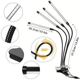 Machgrin Grow Light with Stand, Grow Lights for Indoor Plants with Red Blue Spectrum, 10 Dimmable Brightness, 3/9/12H Timer, 3 Switch Modes, Adjustable Gooseneck (14.8in)