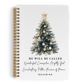 QLMX Christian Christmas Spiral Notebook, Christian Notebook for Women, Bible Scripture Journal Notebook, Bible Notebooks for School, Isaiah 9:6 Office Supplies Gifts for Christian Women, 5.5x8.3Inch