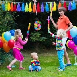 Relaxdays Mini Pinata Number 6, Rainbow Pinata Birthday, HBD: 20.5 x 15 x 4.5 cm, Children's Pinata for Filling, Colourful, Pack of 1