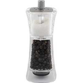 Grunwerg 9174M Gmill Acrylic Combination Salt & Pepper Mill, Ceramic Adjustable Peppercorn Grinder and Salt Shaker, 13cm, Clear