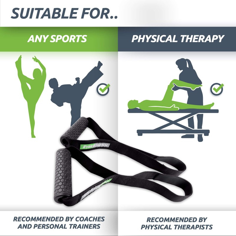 EverStretch ストレッチグリップ:スポーツ選手用プレミアムストレッチ器具 柔軟性を鍛えるストラップ 理学療法とリハビリにも最適