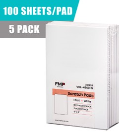 FMP Brands 5 Pack Note Pads 4x6, 100 Sheets Per Memo Pad, Writing Scratch Pad, Blank Notepad, White Waitress Server Note Pads, Paper Pad, To Do Grocery List Small Notepads
